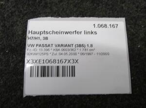 Hauptscheinwerfer links H7/H1  3B VW PASSAT VARIANT (3B5) 1.8 92 KW