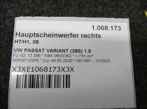 Hauptscheinwerfer rechts H7/H1  3B VW PASSAT VARIANT (3B5) 1.8 92 KW