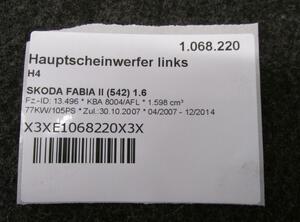 Hauptscheinwerfer links H4 SKODA FABIA II (542) 1.6 77 KW