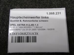 Hauptscheinwerfer links Qualität B  Rahmenfarbe schwarz OPEL ASTRA H (L48) 1.4 66 KW