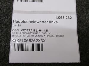 Hauptscheinwerfer links bis 98 OPEL VECTRA B CC (38) 1.8I 16V 85 KW