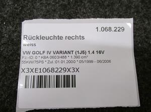 Rückleuchte rechts weiss VW GOLF IV VARIANT (1J5) 1.4 16V 55 KW