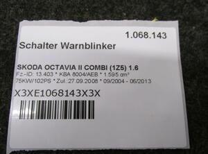 Schakelaar voor Alarmlicht SKODA OCTAVIA II Combi (1Z5)