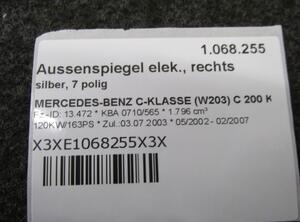 Aussenspiegel elek.  rechts bis 2004  silber  7 polig MERCEDES-BENZ C-KLASSE (W203) C 200 KOMPRESSOR 120 KW