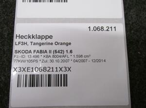 Heckklappe LF3H  Tangerine Orange SKODA FABIA II (542) 1.6 77 KW