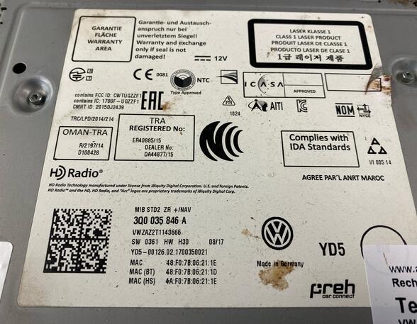 Navigation System VW GOLF VII Variant (BA5, BV5)