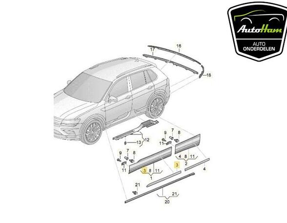 Sierpaneel bumper VW TIGUAN (AD1, AX1), VW TIGUAN ALLSPACE (BW2)