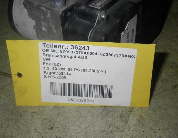 ABS Hydraulisch aggregaat VW FOX Hatchback (5Z1, 5Z3, 5Z4)