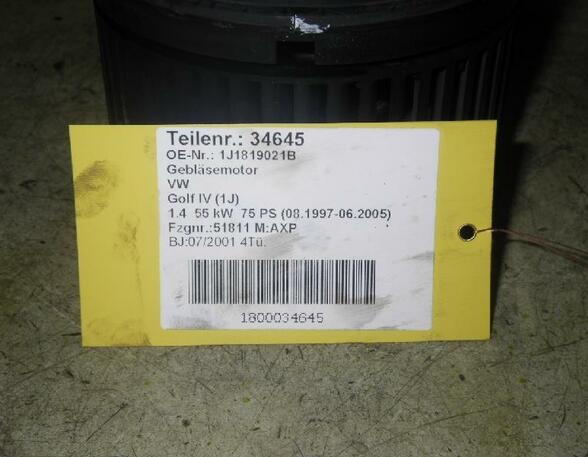 Interior Blower Motor VW Golf IV (1J1)