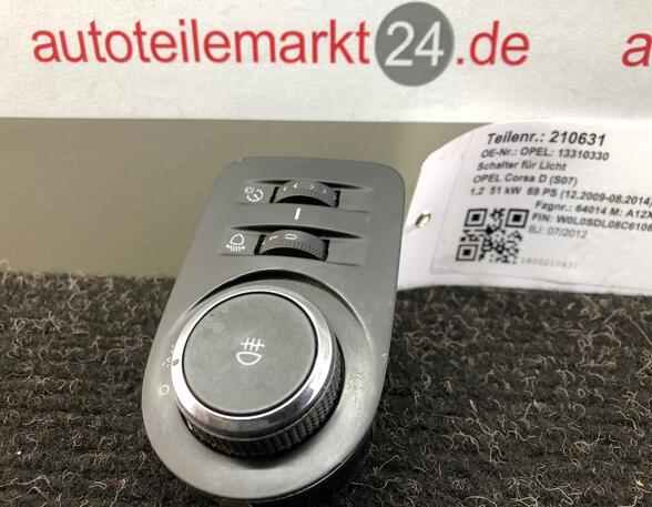 Headlight Light Switch OPEL Corsa D (S07)