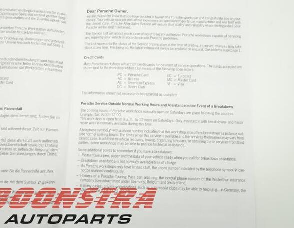 Operation manual PORSCHE BOXSTER (986)