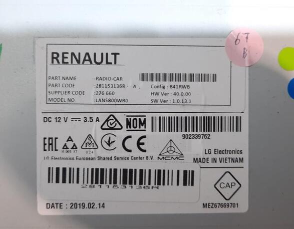 Radio Renault Captur J5, H5 281153136R P19683014