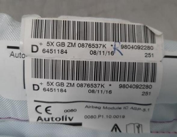 Roof Airbag PEUGEOT 2008 I (CU_), PEUGEOT 208 I (CA_, CC_)