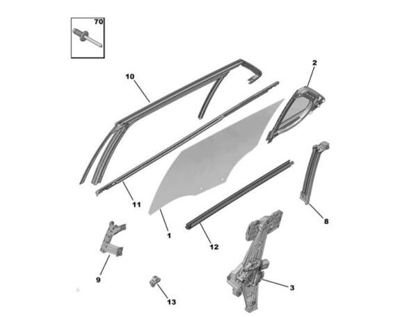 Türscheibe links hinten Peugeot 2008 II UD, US, UY, UK 9825845180 P19799336