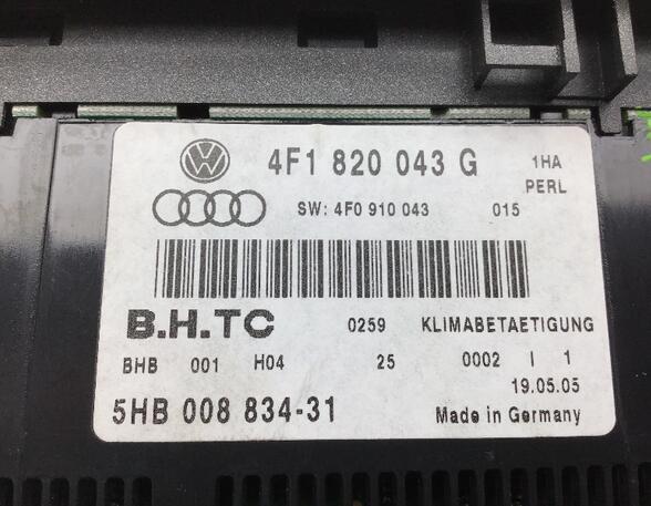 Air Conditioning Control Unit AUDI A6 (4F2, C6)