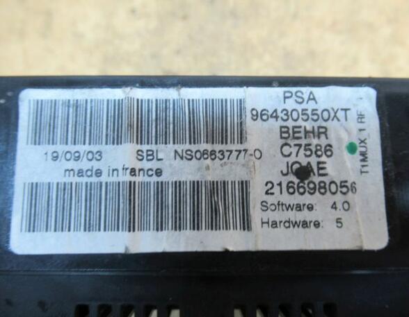 Air Conditioning Control Unit PEUGEOT 206 CC (2D)