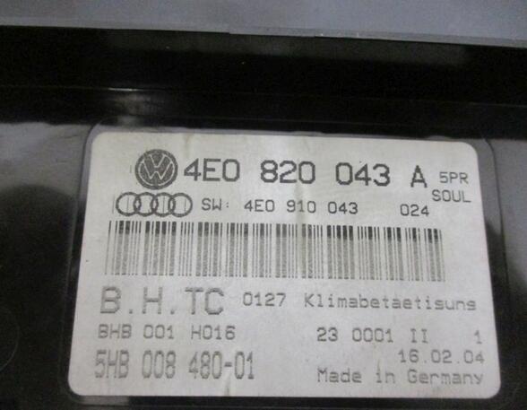 Bedieningselement airconditioning AUDI A8 (400, 400000000)