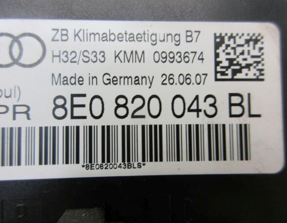 Bedienelement Klimaanlage Klimabedienteil Heizungsregler AUDI A4 (8EC  B7) 2.0 TDI 16V FL 103 KW