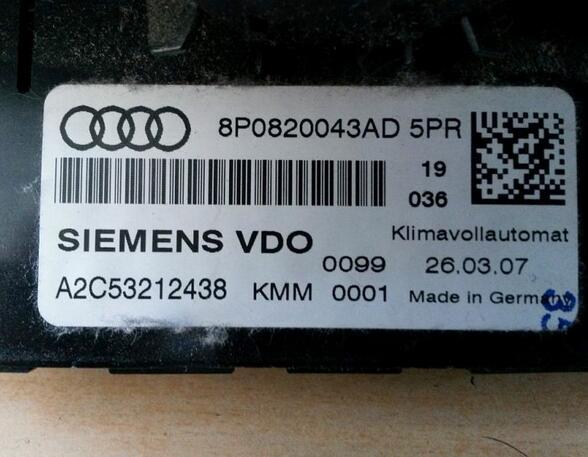 Air Conditioning Control Unit AUDI A3 (8P1), AUDI A3 Sportback (8PA)