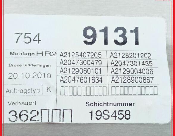 Motor Fensterheber rechts hinten Türblech MERCEDES E-KLASSE KOMBI W212 E200 CDI 100 KW