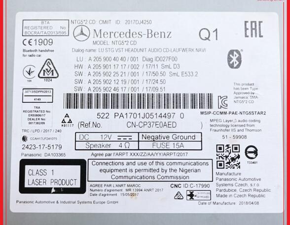 Navigation System MERCEDES-BENZ C-Klasse (W204), MERCEDES-BENZ C-Klasse (W205)