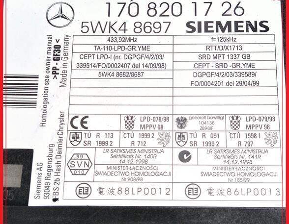 Control unit for anti-theft device MERCEDES-BENZ SLK (R170)