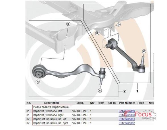 Querlenker rechts vorne BMW 3er Touring E91 AW6082 P11152360