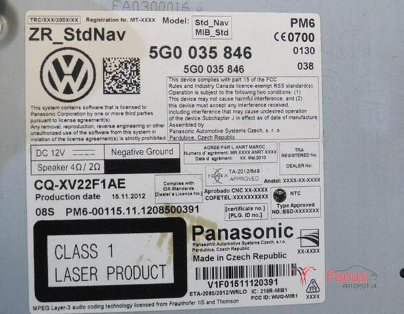 Navigation System VW Golf VII (5G1, BE1, BE2, BQ1)