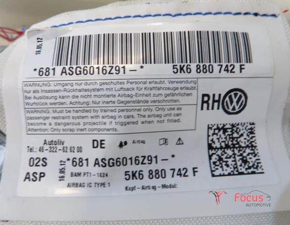 Roof Airbag VW GOLF VI (5K1), VW GOLF VI Van (5K1_), VW GOLF VI Variant (AJ5), VW GOLF V (1K1)