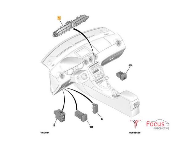 Schakelaar voor Alarmlicht PEUGEOT 308 I (4A, 4C), PEUGEOT 308 SW I (4E, 4H)