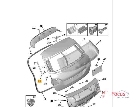 Gasveer kofferruimte PEUGEOT 308 SW II (LC_, LJ_, LR_, LX_, L4_)