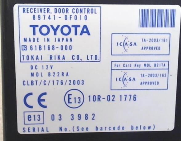 Centrale vergrendeling TOYOTA COROLLA Verso (ZER_, ZZE12_, R1_)