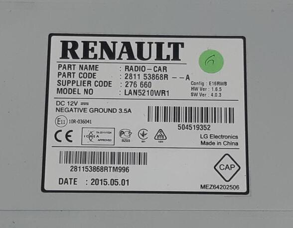 Radio RENAULT CLIO IV Grandtour (KH_), RENAULT CLIO III Grandtour (KR0/1_)