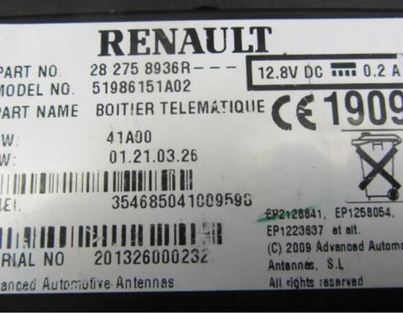 Navigation System RENAULT CAPTUR I (J5_, H5_), RENAULT CLIO IV (BH_)