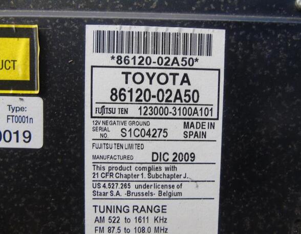 CD-Radio TOYOTA Auris (ADE15, NDE15, NRE15, ZRE15, ZZE15), TOYOTA Auris (E18), TOYOTA Auris Kombi (E18)