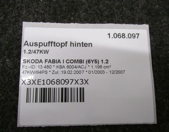 Voordemper SKODA FABIA I Combi (6Y5)