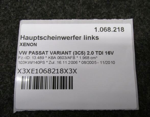 Hauptscheinwerfer links XENON VW PASSAT VARIANT (3C5) 2.0 TDI 16V 103 KW