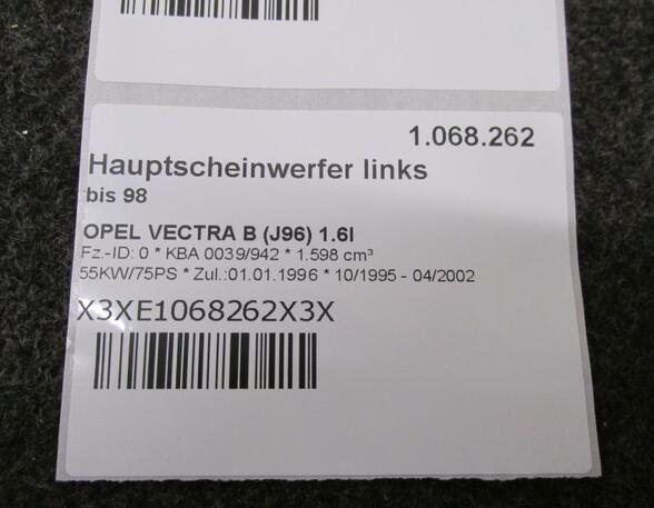 Hauptscheinwerfer links bis 98 OPEL VECTRA B CC (38) 1.8I 16V 85 KW