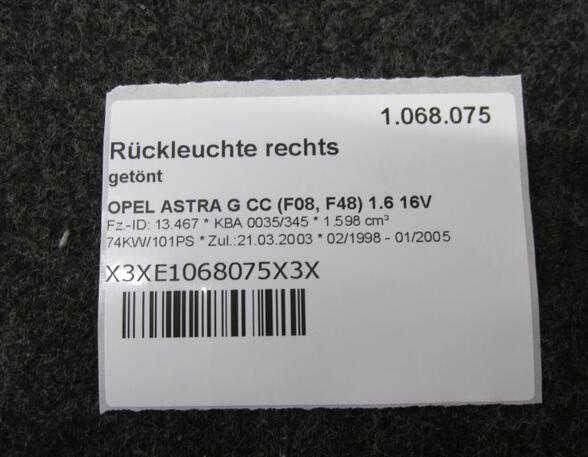 Achterlicht OPEL ASTRA G Hatchback (T98)