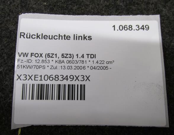 Achterlicht VW FOX Hatchback (5Z1, 5Z3, 5Z4)