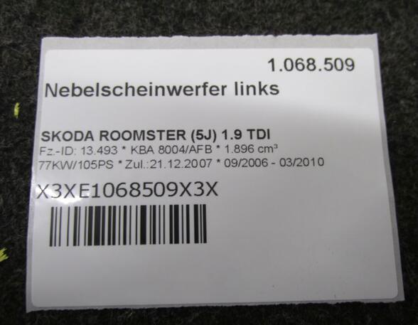 Nebelscheinwerfer links  SKODA ROOMSTER (5J) 1.9 TDI 77 KW