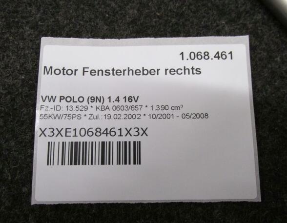 Motor Fensterheber rechts hinten  VW POLO (9N) 1.4 16V 55 KW