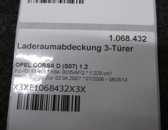 Laderaumabdeckung 3-Türer  OPEL CORSA D (S07) 1.2 59 KW