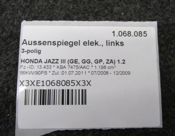 Buitenspiegel HONDA JAZZ III (GE_, GG_, GP_, ZA_)