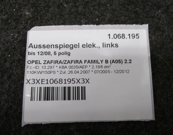 Buitenspiegel OPEL ZAFIRA / ZAFIRA FAMILY B (A05)