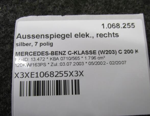 Aussenspiegel elek.  rechts bis 2004  silber  7 polig MERCEDES-BENZ C-KLASSE (W203) C 200 KOMPRESSOR 120 KW