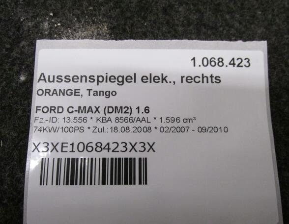 Aussenspiegel elek.  rechts ORANGE  Tango  5pin FORD C-MAX (DM2) 1.6 74 KW