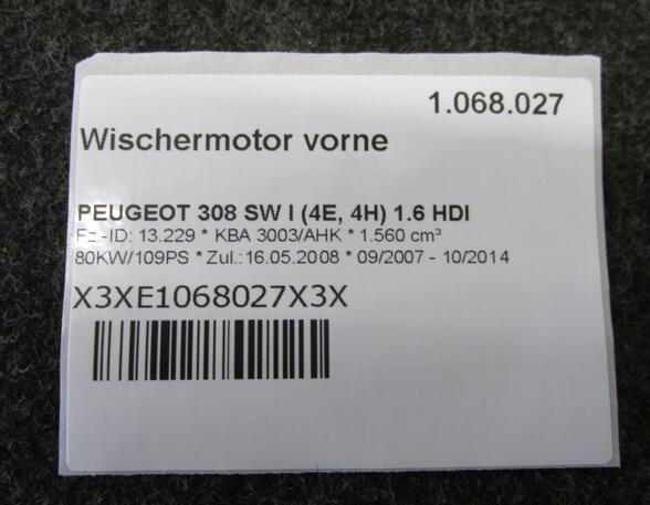 Ruitenwissermotor PEUGEOT 308 SW I (4E, 4H)