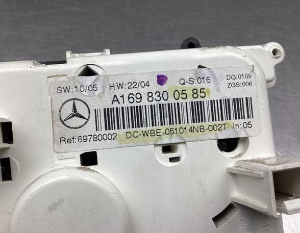 Heating & Ventilation Control Assembly MERCEDES-BENZ A-CLASS (W169)