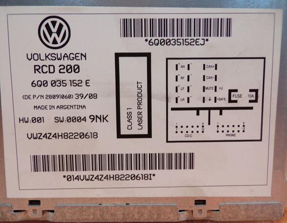 CD-Radio RCD 200 VW POLO (9N) 1.4 16V 59 KW